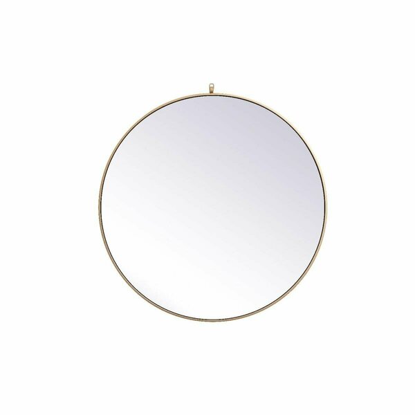 Elegant Decor 39 in. Metal Frame Round Mirror with Decorative Hook, Brass MR4739BR